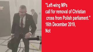 Polish lawmaker used fireextinguisher on Hanukkah candles 2023 [upl. by Emlin]