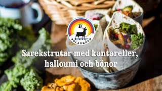 Polarbröd Receptfilm  Sarekstrutar med kantareller halloumi och bönor [upl. by Ennoitna742]