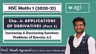 Applications of Derivatives  Part 3  Increasing amp Decreasing functions  Exercise 42  Class 12th [upl. by Trace621]