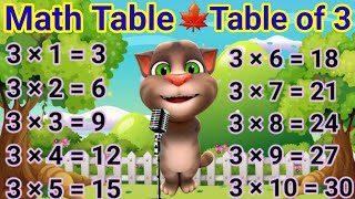 multiplication table of 3 Learn Multiplication Table of three 3 x 1  3 Table of 3 [upl. by Noswal541]