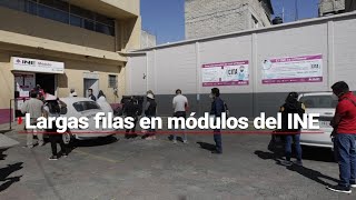 Módulos del INE desbordados  Filas y caos para tramitar credencial para votar [upl. by Eiramesor371]