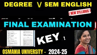 KEY to Solve Degree NEW V semester English Question paper 202425 II Degree 3rd year [upl. by Melli46]