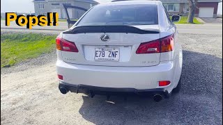 Lexus is350  muffler delete  vibrant resonator POPS [upl. by Yelsha]