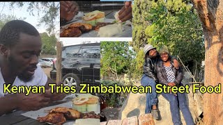 Exploring The Flavors Of Zimbabwean Street Food With A YouTuber From Kenya 🇿🇼🇰🇪 [upl. by Nylecsoj273]