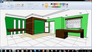 2Point Interior Perspective using MS Paint in 1 hour [upl. by Hemingway]