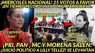 MIERCOLES NACIONAL 25 VOTOS A FAVOR ESTABAN ADVERTIDOS  JUICIO POLITICO LILLY TELLEZ SE LEVAANTAN [upl. by Noll]