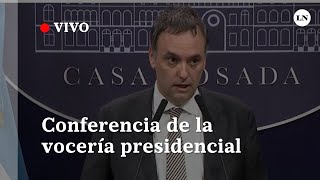 EN VIVO Conferencia de prensa del vocero presidencial Manuel Adorni [upl. by Ellesor410]