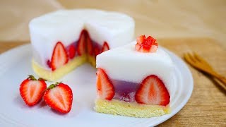 Trick Recipes  Wagashi Strawberry Sponge Cake なんちゃって苺ショートケーキはシュワシュワ [upl. by Arica]