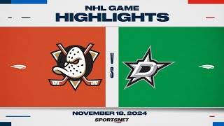 NHL Highlights  Ducks vs Stars  November 18 2024 [upl. by Aelahs]