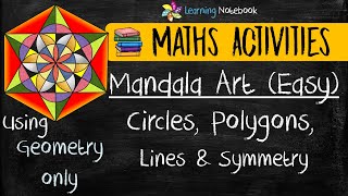 Mandala Art  Easy Design using Geometry Shapes  Maths Art Integrated Activity  Project  TLM [upl. by Tulley]