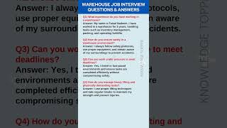 Warehouse Interview Questions and Answer  Warehouse Job Interview Questions and Answers [upl. by Scarlett]