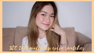 SWATCH  REVIEW  💄 3CE matte lip color 2018 ❤️  ROSIEPHAM [upl. by Chuipek]