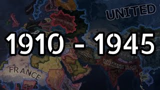 WWI amp WWII Alternate history 1910  1945 Hoi4 Timelapse [upl. by Cahilly107]