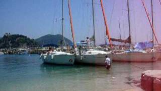 Parga Greece Valtos Beach harbour with Neilson Yachts mooring 02 [upl. by Notreve]