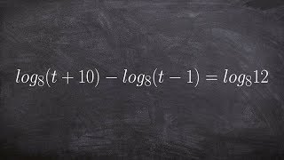 Applying the quotient property of logs to solve an equation [upl. by Edee161]