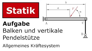 🔧 Lagerreaktionen v Balken und Pendelstütze 1 Technische Mechanik Statik Zentrales Kräftesystem [upl. by Yduj]