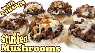 Sausage Stuffed Mushrooms Recipes  Button Mushrooms  AppetizersHors Doeuvres Ideas  HomeyCircle [upl. by Karlotta]