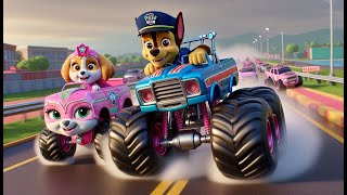 Paw Patrol Ultimate Rescue  Chase Becomes Monster Truck RacerWho Will Win Funny Story  Rainbow 3 [upl. by Suoicserp]