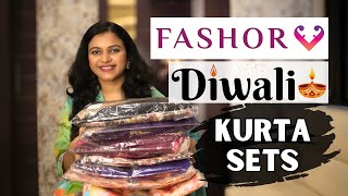 Fashor Kurta Set Haul  Diwali Outfit Ideas  Festive Kurta Set Haul [upl. by Umeko501]