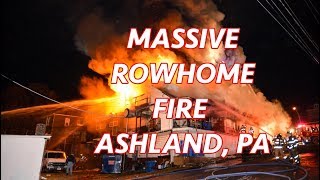 3 alarm fire destroys popular sub shop and homes  Ashland PA  03242019 [upl. by Yenmor]