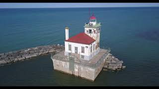 Oswego Harbor Lighthouse  Oswego NY  An Aerial View [upl. by Esirrehc]