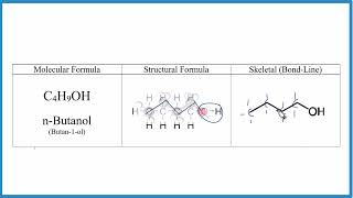 Write the Molecular Structural and Skeletal Formula for Butanol Butan1ol [upl. by Sirehc]