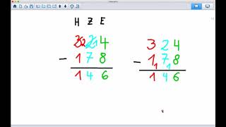 Schriftliche Subtraktion mit Übertrag  Zehnerübergang [upl. by Kessiah]