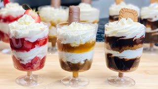 3 IDÉES DE DESSERTS DÉTÉ EN VERRINES AVEC LA MÊME CRÈME🍨 recette express⏱ Deli Cuisine [upl. by Akzseinga]