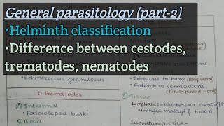 General parasitology Part2 Helminth classification  Difference cestode vs trematode vs nematode [upl. by Gide]