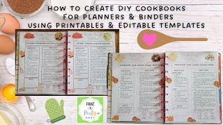 Create your own DIY Cookbook using printables and editable templates for planners and binders [upl. by Noyk]