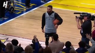 Steph Curry Inviting Fans to Take Shots at 2024 NBA AllStar Practice 🤝👀 [upl. by Hilary]