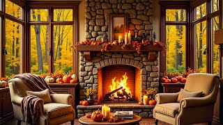 Cozy Autumn Coffee Shop Ambience  Gentle Jazz Tunes amp Fall Vibes for Unwind Stress Relief [upl. by Barton324]