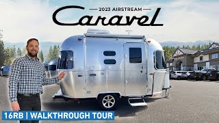 SMALLEST Airstream Camping Trailer  2023 Caravel 16RB Walk Through Tour [upl. by Ahsienar]