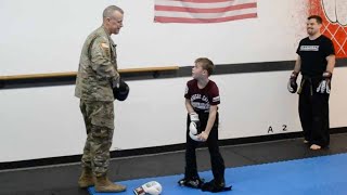 Sergeant Surprises Son In Taekwondo Lesson [upl. by Ientruoc]