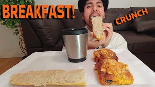 BREAKFAST CRETONS PORK PATE ON CRUNCHY BREAD AND CHOCOLATE PISTACHIO PASTRIES MUKBANG [upl. by Animrelliug749]