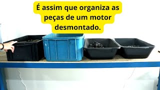 Como organizar as peças de um motor desmontado [upl. by Aohk]