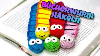 Einfaches Lesezeichen Bücherwurm  Häkeln  Schulanfang  DIY [upl. by Aiynat]