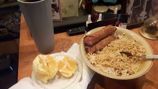 delicious yummy ramen noodles egg rolls orange cold iced tea todays lunch emie💖❤💖 [upl. by Vowel]