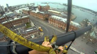 Removal of HMS Victory fore topgallant yard  above the ship [upl. by Htrow]