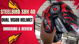 Steelbird SBH40  Dual Visor Helmet Full Face Aeronautics Helmet Review and unboxing  review [upl. by Salahcin]