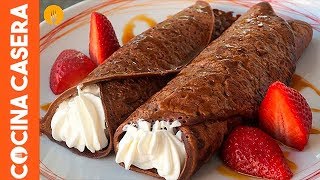 Crepes o panqueques de chocolate Recetas de Postres [upl. by Annayk269]