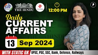 13 September Current Affairs 2024  Daily Current Affairs  Current Affairs Today [upl. by Vaasta]