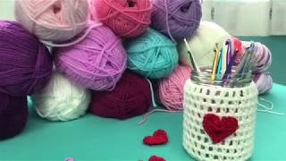 Reciclar – Decorar un Tarro de Cristal a Crochet  Ganchillo [upl. by Tilford]