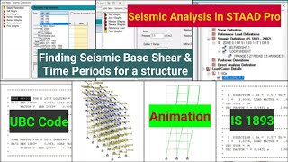 Seismic Analysis in STAAD Pro using IS 1893 amp UBC Codes  Base Shear amp Time Periods for a structure [upl. by Schweiker567]