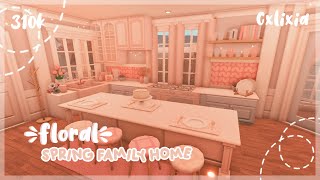 Floral Spring Aesthetic Family Home Interior💐 Bloxburg House Build [upl. by Barrus]