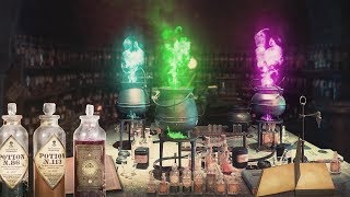 Snapes potions Classroom ⚗️🐍 ASMR Harry Potter Ambience ⚡ Brewing amp bubbling cauldron Relax Study [upl. by Couq]