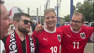 Vorarlberger Österreich Fans freuen sich auf das EM Fußballspiel gegen Polen [upl. by Llerdnek]