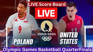 🔴LIVE Poland vs USA score update Olympic Games Volleyball Mens 2024 Quarter finals match today [upl. by Alesram]