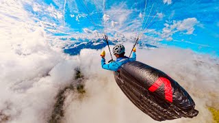 Paragliding Zell Am See Austria while playing in the clouds [upl. by Raffaj]