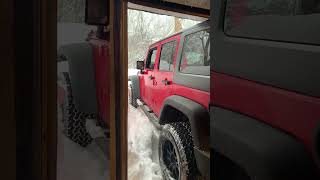 Jeep Drives Through Giant Snow Pile [upl. by Erdman851]